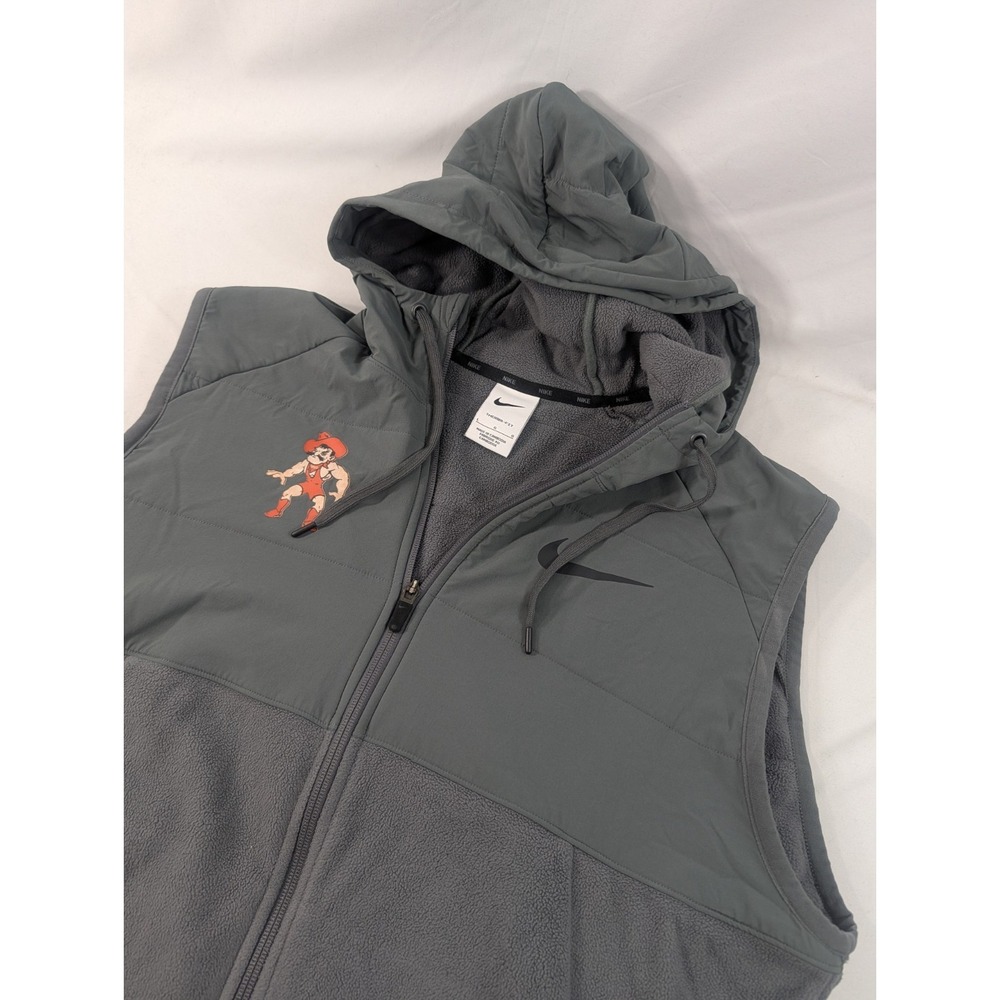 Nike Therma-FIT Hooded Fleece Vest Oklahoma State Cowboys Wrestling Men's Large